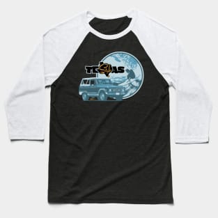 Texas-Style Surfer with Ford Bronco in medium and light blues Baseball T-Shirt